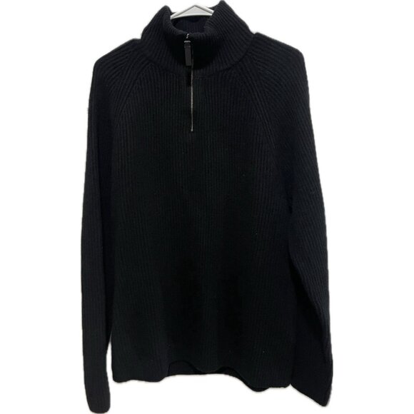 Banana Republic Mens Iltalian Wool-Blend Half-Zip Sweater Ribbed Black L - Picture 3 of 10